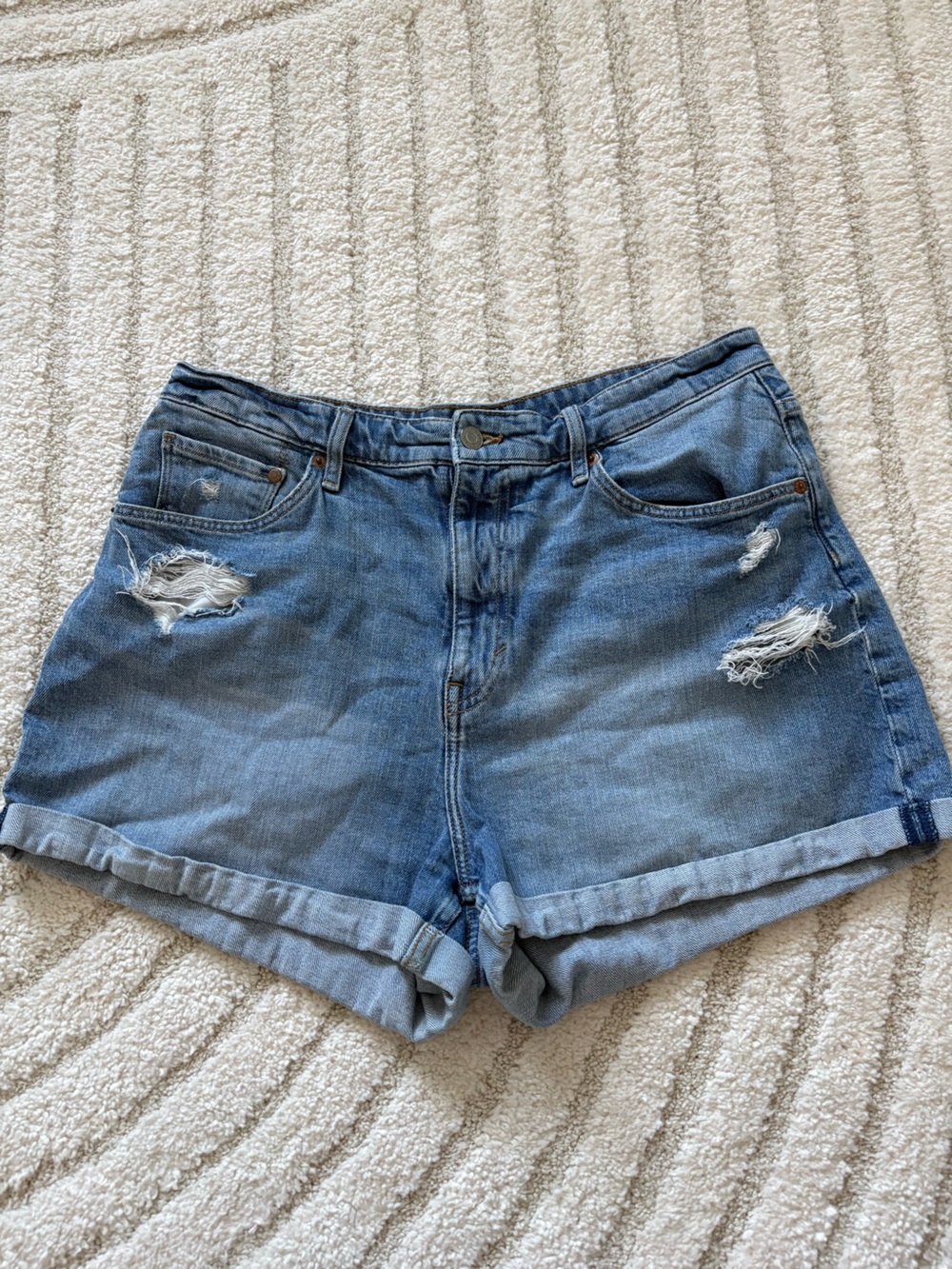 Blue Distressed Denim Women's Shorts
